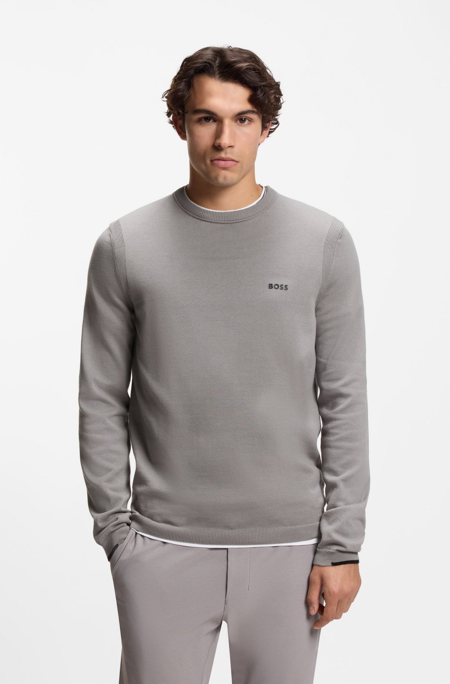 Boss Cotton sweater with contrast logo