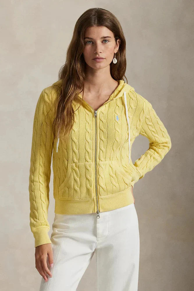 Cable-Knit Cotton Full-Zip Hoodie