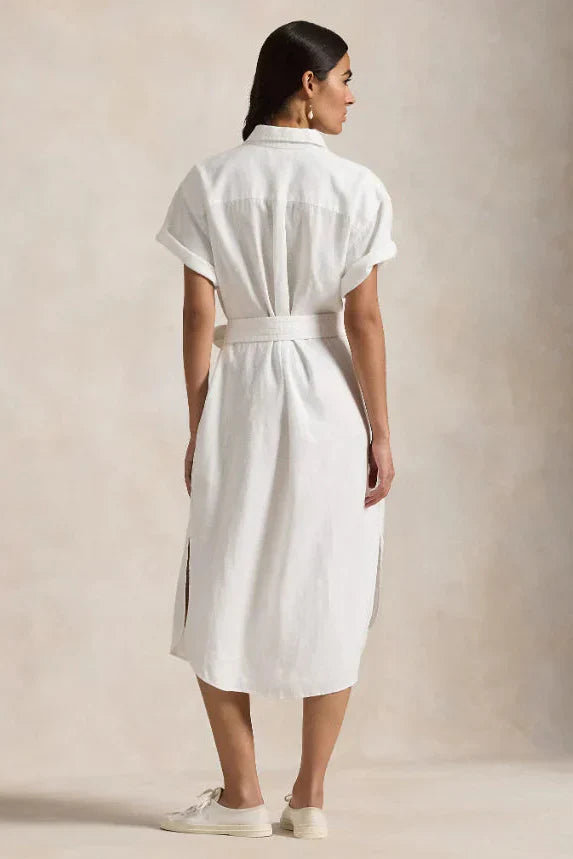 Linen Short-Sleeve Shirtdress