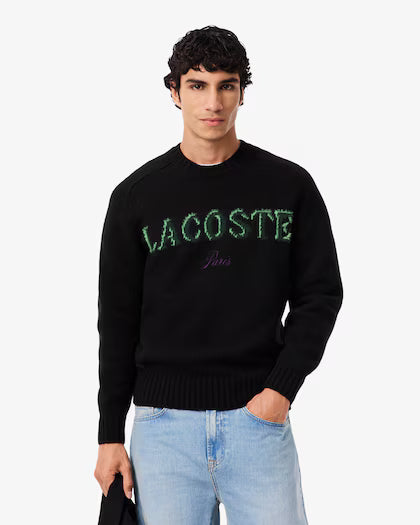 Lacoste Men's Intarsia Branded Wool Sweater