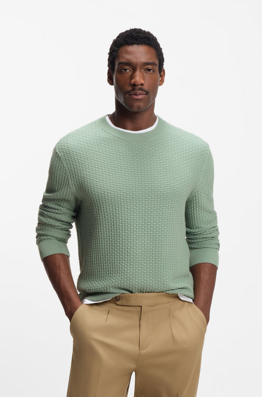 Boss Cotton sweater with knitted structure