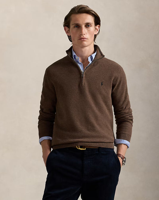 Ralph Lauren Mesh-Knit Cotton Quarter-Zip Jumper