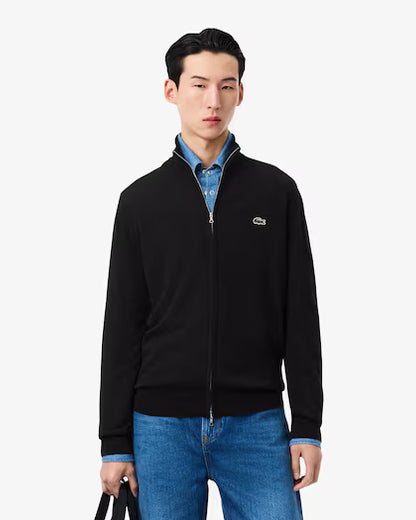 Lacoste Men's Zip-Up High-Neck Cotton Sweater