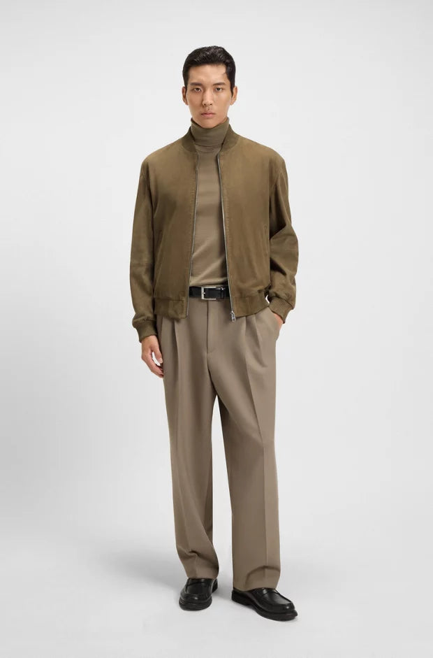 Boss Regular-fit jacket in suede