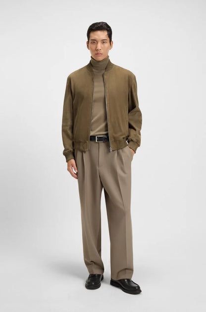 Boss Regular-fit jacket in suede