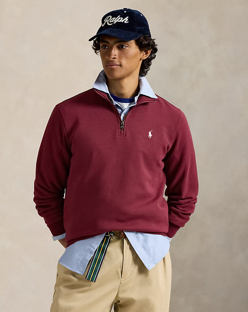 Ralph Lauren Double-Knit Quarter-Zip Pullover
