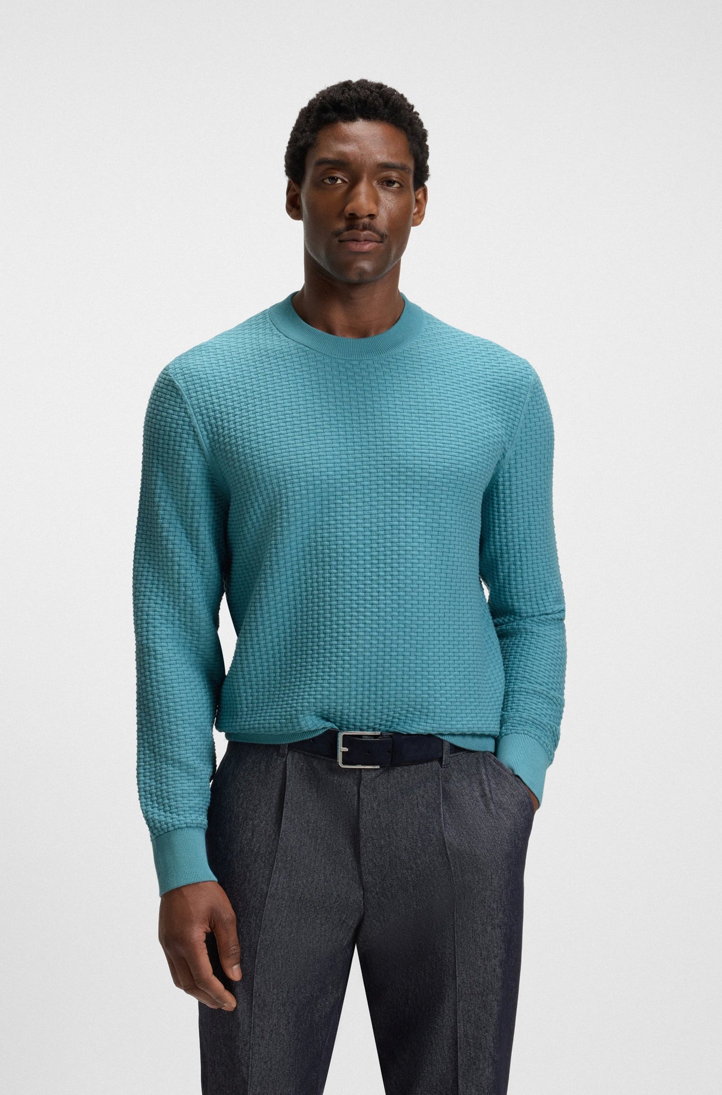 Boss Cotton sweater with knitted structure