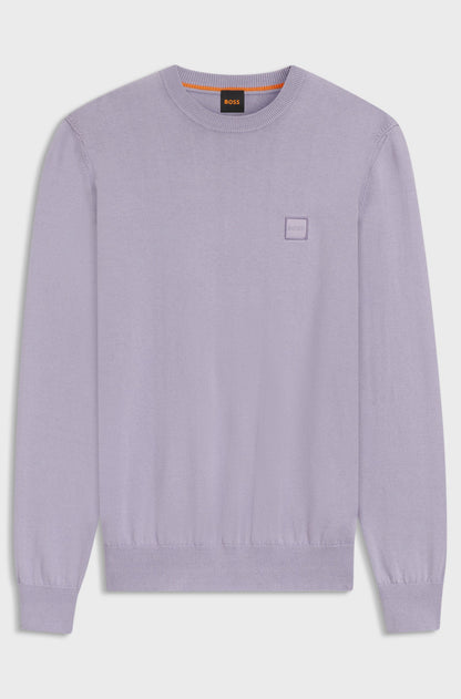 Boss Knitted sweater in cotton and cashmere with logo label
