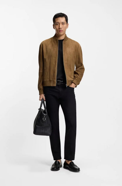 Boss Regular-fit jacket in suede
