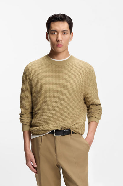 Boss Cotton sweater with knitted structure