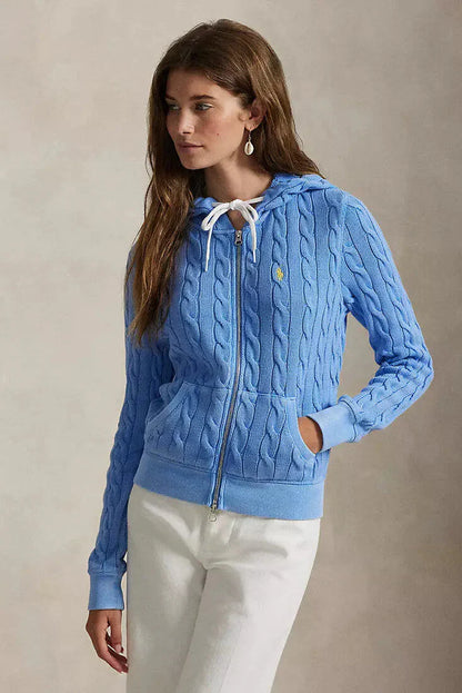 Cable-Knit Cotton Full-Zip Hoodie