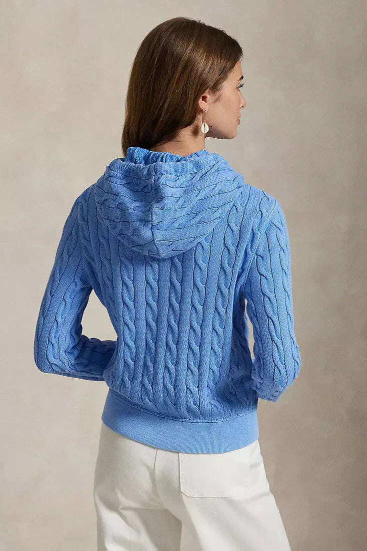 Cable-Knit Cotton Full-Zip Hoodie