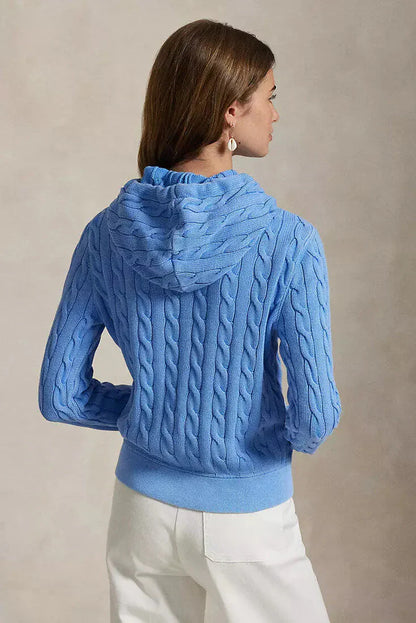 Cable-Knit Cotton Full-Zip Hoodie