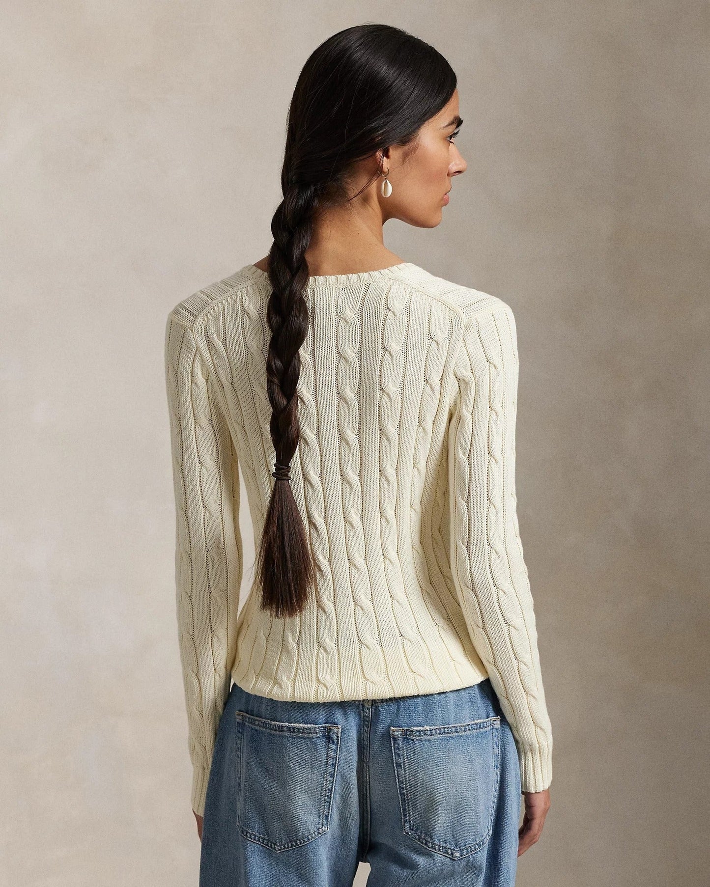 Cable-Knit Cotton V-Neck Jumper
