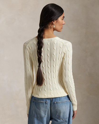 Cable-Knit Cotton V-Neck Jumper