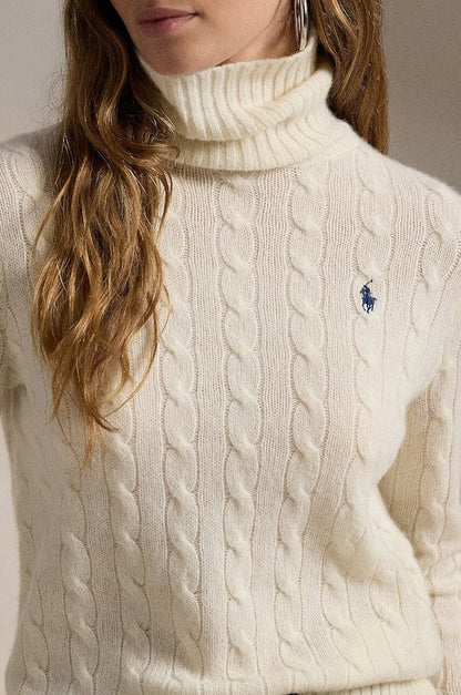 Cable-Knit Wool-Cashmere Roll-Neck Jumper