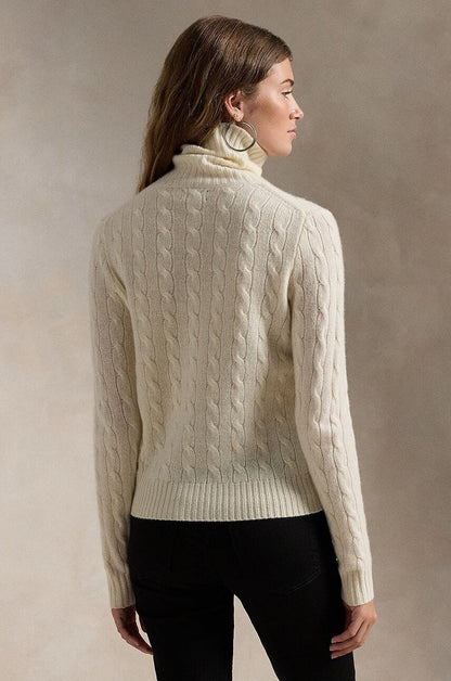 Cable-Knit Wool-Cashmere Roll-Neck Jumper
