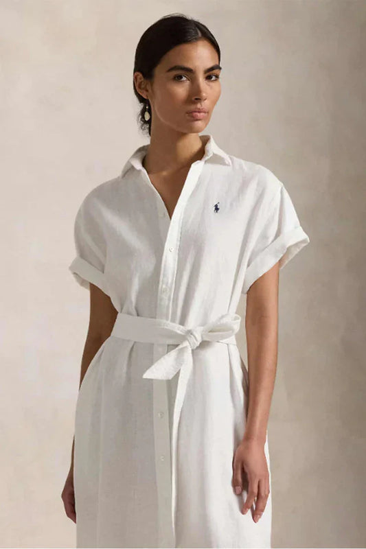 Linen Short-Sleeve Shirtdress